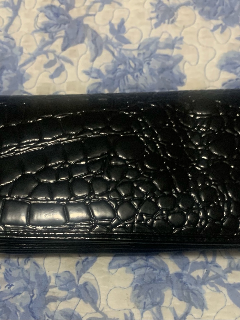 Source Unknown Black Croc-Embossed Wallet